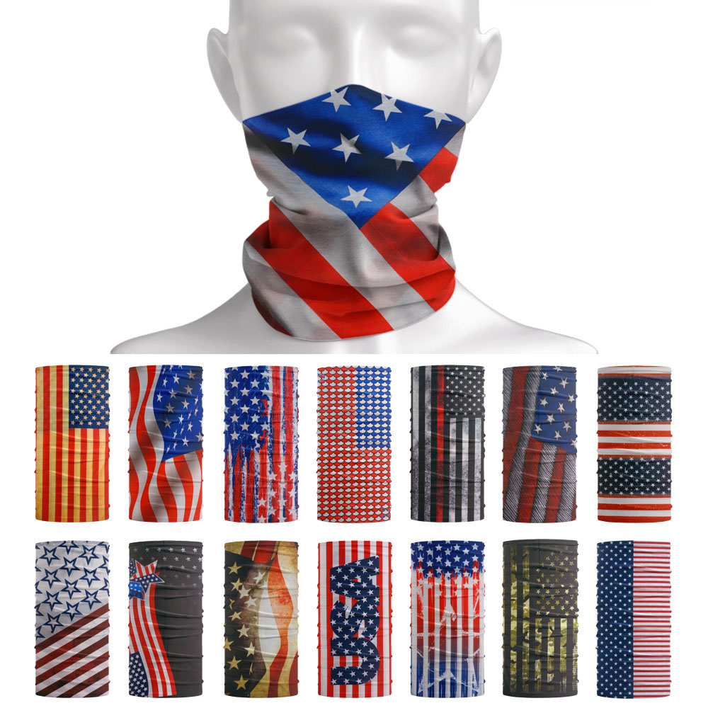 Cycling Gear Man - Syal pelindung matahari pola bendera USA,