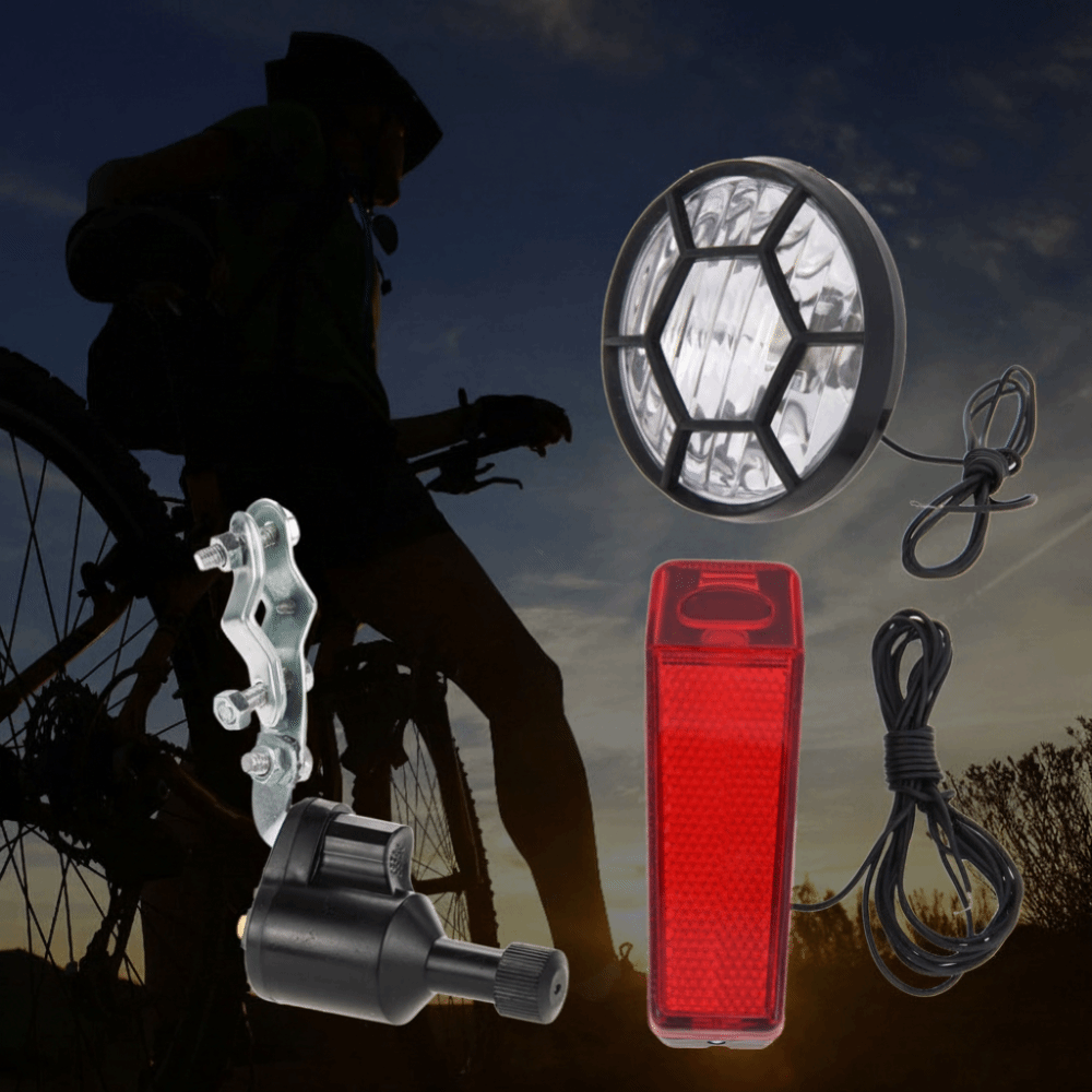 Bike Dynamo Light - Set Lampu Sepeda Dynamo Tanpa Baterai,