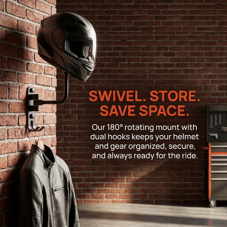 Cycling Gear Wall Organizer - Gantungan Helm Premium dari Paduan Aluminium