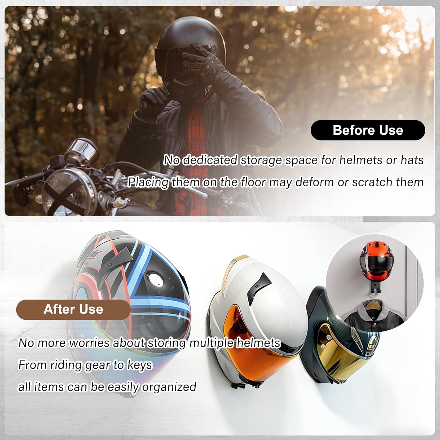 Penyangga Helm Motor untuk Din - Cycling Gear Wall Organizer ulasan dan harga
